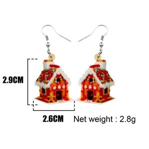 Gingerbread House Acrylic Dangle Earrings New!
